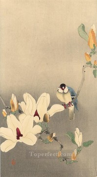 blue bird and magnolia Ohara Koson Shin hanga Oil Paintings